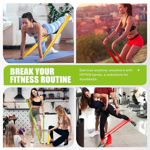 HPYGN 3 Levels Non-Latex Exercise Bands for Physical Therapy & Yoga, Professional Resistance Bands Set for Working Out, Strength Training, Pilates & Rehab, TPE Elastic Stretch Bands for Seniors, Women 6