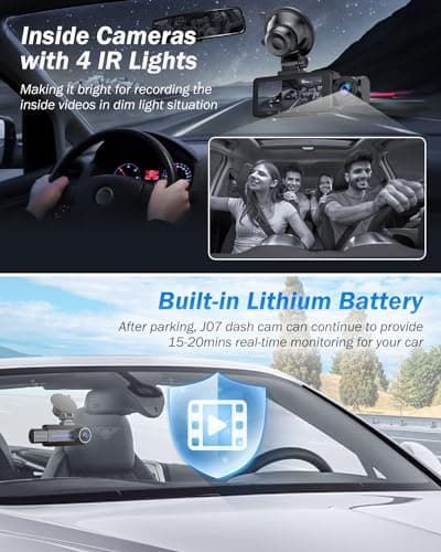 Dash Cam Front and Rear, 2.5K+1440P Triple Car Camera with 32GB Card, 3 Channel Dash Camera for Cars, G-Sensor, 3.16” IPS Screen, 24Hr Parking, 170°Wide Angle, Loop Recording, IR Night Vision, Blue 7