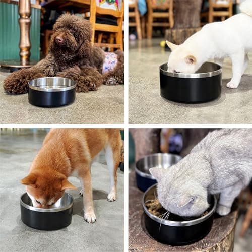 LIHONG Stainless Steel Dog Bowls for Small Medium Sized Dogs Non Slip,Insulated Dog Bowl,Pet Bowl for Food and Water,Rustproof(40oz,Black) 9
