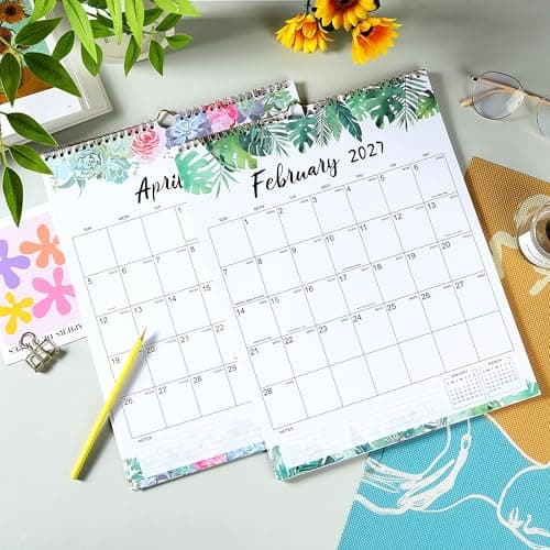 2026-2027 Wall Calendar - July 2026 - December 2027, 2026-2027 Calendar, 18 Months Calendar with Julian Date, 11.4" x 14.5", Premium Paper, Twin-Wire Binding, Floral 6