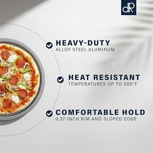 DecorRack 13 Inch Alloy Steel Pizza Pan, Non-Stick Coating, Serving Tray, Round Baking Tray for Oven Use (2 Pack) 7