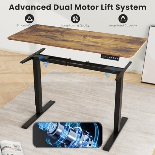 ESpefy Dual Motor Standing Desk Frame- Height Adjustable Electric Desk Legs, Heavy Duty Sit to Stand Up Desk Base, 4 Memory Settings Controller for Adjustable DIY Desktop, Over 300 lbs Load Capacity 6