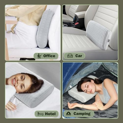 Vekkia Travel Pillow with Memory Foam, Portable and Compressible Camping Pillow with Washable Cover, Ergonomic Supportive for Sleeping, Ideal for Adults & Kids Travel, Hiking, Airplane, Car (Gray S) 7