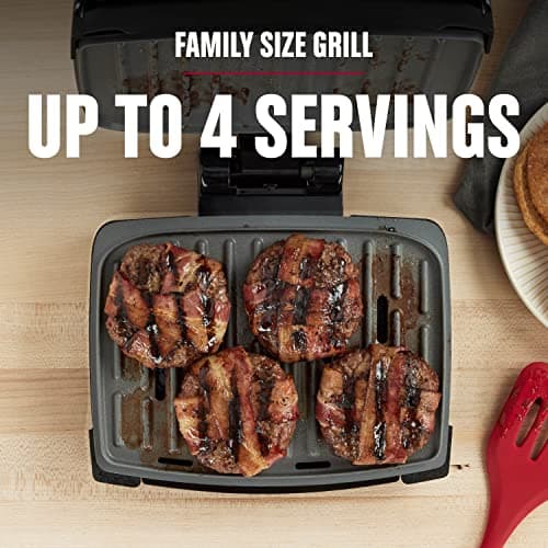 George Foreman® Fully Submersible™ Grill, NEW Dishwasher Safe, Wash the Entire Grill, Easy-to-Clean Nonstick, Black/Grey 7