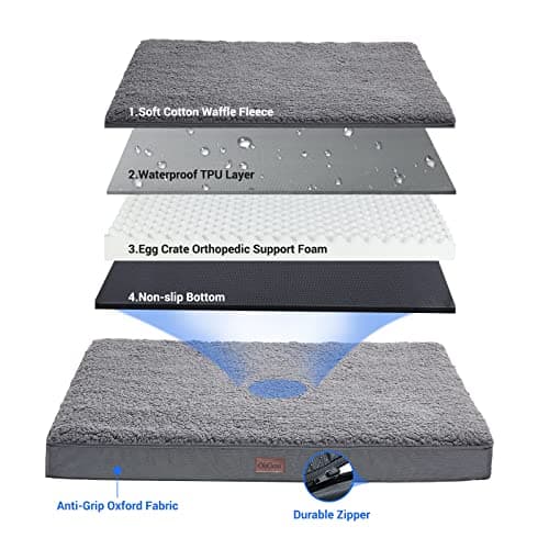 OhGeni Orthopedic Dog Beds for Large Dogs,Dog Bed with Plush Egg Foam Support and Non-Slip Bottom, Waterproof and Machine Washable Removable Pet Bed Cover 5