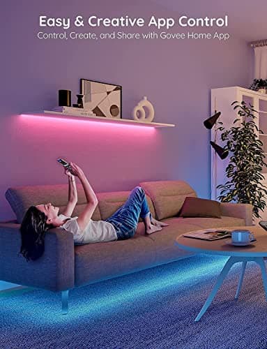 Govee 100ft LED Strip Lights, Bluetooth RGB LED Lights with App Control, 64 Scenes and Music Sync LED Strip Lighting for Bedroom, Living Room, Kitchen, Party, ETL Listed Adapter 5