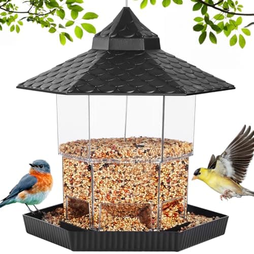 Gbekery Bird Feeders for Outdoors Hanging,Retractable Foldable Design Wild Bird Seed Feeders for Outside, 1 Pack