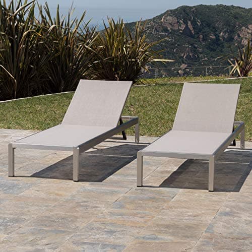 Christopher Knight Home Outdoor Aluminum Chaise Lounge, Set of 2, Grey 5