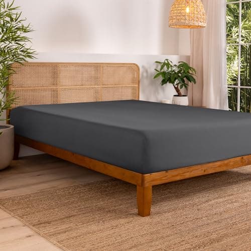 Bare Home 100% Rayon Made from Bamboo Luxury King Fitted Sheet - Deep Pockets - Cooling Sheet - Breathable - Easy Fit - Soft Bedding Bottom Sheet (King, Grey)