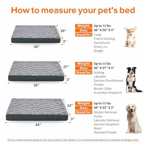 JOEJOY Orthopedic Dog Bed for Extra Large Medium Dogs, Big Dog Bed with Removable Waterproof Cover, Egg Crate Foam Pet Bed Mat, Washable Dog Crate Bed with Non-Slip Bottom, 44x32 Inch 5