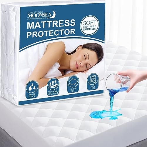 Full XL Mattress Topper Pad Waterproof Mattress Protector, Absorbent Quilted Full XL Mattress Cover with Deep Pocket