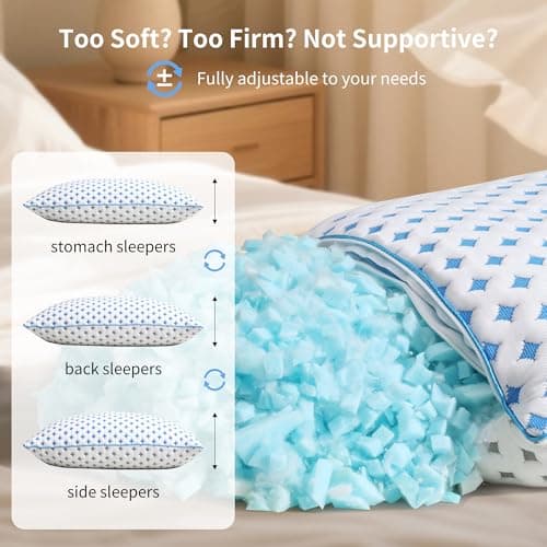 LOVELYREST Memory Foam Pillows 2 Pack – Adjustable Loft Cooling Pillows King Size Set of 2 for Sleeping, Firm, Supportive, and Breathable Design for Hot, Side, Back, and Stomach Sleepers 6