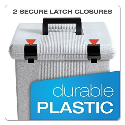 Pendaflex Portable File Box with File Rails, Hinged Lid with Double Latch Closure, Black, Includes 3 Letter Size Hanging Folders (41732) 5