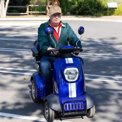 Heavy Duty 4-Wheels Mobility Scooter, 400 lb Capacity Large Wheelchair Device for Seniors & Adults, Speed Adjust, Storage Trunk, Ship Fully Assembled in US (Blue) 9