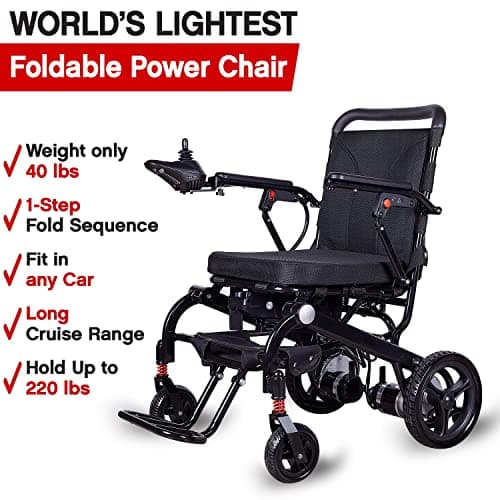 MaritSA Intelligent Lightweight Foldable Electric Wheelchair, Travel Size, Weights only 40 lbs - Serviced from USA - Detachabe Battery - 500W Motor Power 6