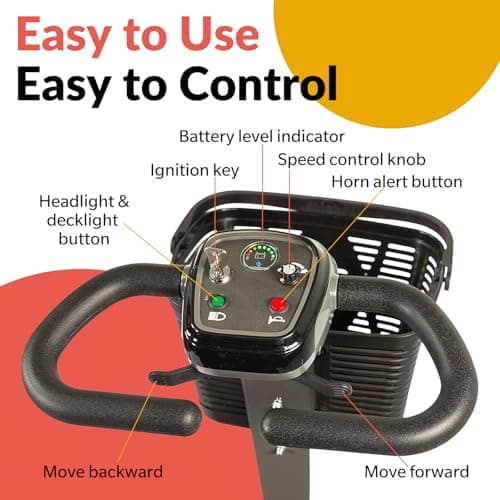 Reyhee Cruiser Powered Folding Mobility Scooters with Lengthened Legroom, 3.75MPH Max Speed & 15 Miles Range, 180W Electric Scooter for Adults Seniors with Height-Adjustable Seat (Black) 5