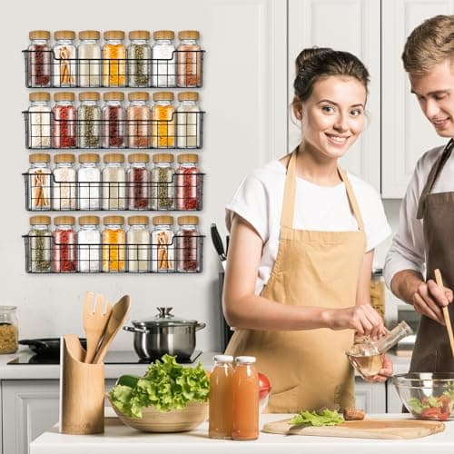 GUUKAR Spice Rack Organizer Wall Mount, Spice Organization Storage Shelf for Cabinet Door, 2 Packs Wall Spice Rack Saving Space for Kitchen, Black 6