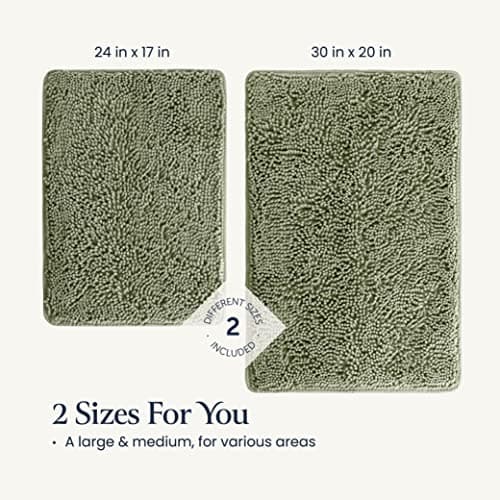 BELADOR Bathroom Rugs Sets 2 Piece- Plush Bath Mat Set Quick-Dry Soft Chenille Mat with Rubber Backing, Absorbent Rug Set, Washable Bath Rugs - Bath Mats 24x17 + 30x20 6