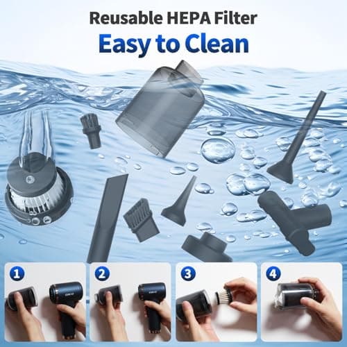 CungCi Car Vacuum Handheld Vacuum Portable Cordless, 18000Pa 5 in 1, 100W Brushless Motor, High Power Vacuum Cleaner with Window Breaker Hammer, LED Light, Multi-Nozzles for Car, Home, Pet, Office 7