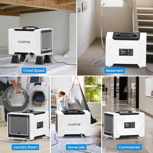 CADPXS Crawl Space Dehumidifier with Pump and Drain Hose, 80 Pint Crawlspace Dehumidifier for Commercial, Basement, Water Damage Use, Auto Defrost, Memory Start, cETL Certified, Up to 1000 Sq Ft 7