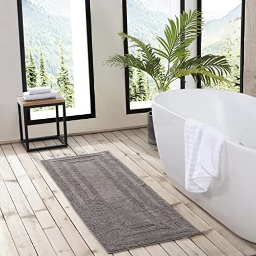 Eddie Bauer - Bathroom Rug, 100% Soft Plush Tufted Cotton Runner Rug, Highly Absorbent, Quick-Dry, and Skid-Resistant Backing (Logan Medium Brown, 22" x 60")