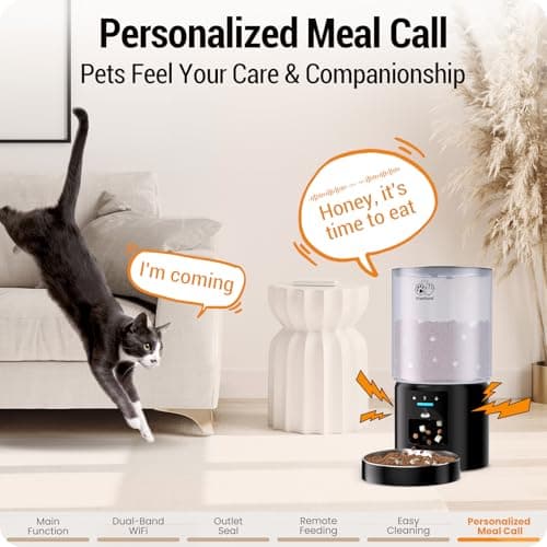 Automatic Cat Feeder with 5G WiFi : 5L Automatic Dog Feeder with Sealed Outlet, Timed Auto Cat Food Dispenser with APP Control for Pets, Detachable for Easy Clean - 21 Cup 7