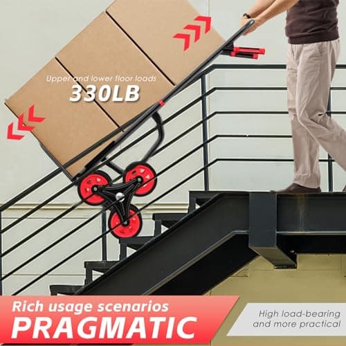 Stair Climbing Hand Truck 440lb，Heavy Duty Dolly Cart for Stairs，Thickened Upgraded Steel Tube Folding Stair Climbing Trolley with Six Wheels and Telescoping Handle 7