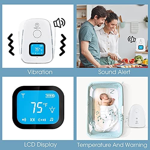 Audio Baby Monitor Crown TimeFlys,Temperature Monitoring,Vibration,Lullabies,Rechargeable Battery,Talk Back Intercom,USB Connection,Zero Emission at Night Mode,Long Range up to 1000 ft 5