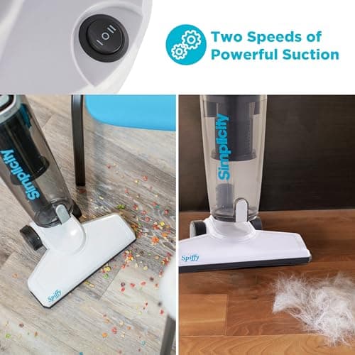 Simplicity Vacuums Corded Stick Vacuum Cleaner - Bagless, Two Speeds, HEPA Filter, Ideal for Hardwood & Tile, S60 Spiffy 6