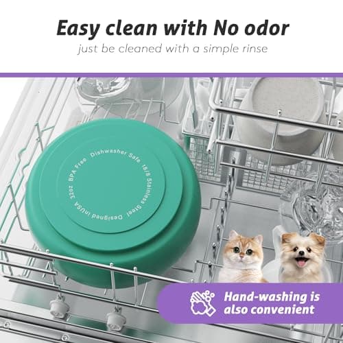 COKTIK Dog Bowl, Insulated Stainless Steel Food Bowls for Dogs & Cats, Non-Slip Dog Bowls Water Bowl Large Breed, Easy to Clean, Durable and Dishwasher Safe (32oz, Black) 5