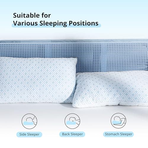 Shredded Memory Foam Pillows Queen Size Set of 2, Cooling Pillows for Sleeping, Adjustable Bed Pillows for Side, Back or Stomach Sleepers, Neck Pillow with Removable Cover, Hot Sleepers (2 Pack) 6