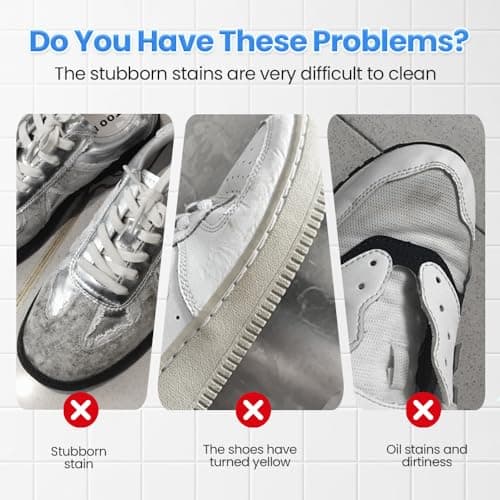 asfanst White Shoe Cleaner Cream, Multipurpose No-Wash Cleaning Paste with Sponge for Leather Sneakers and Soles, Removes Dirt and Stains (1) 5