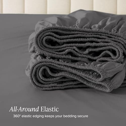 Bare Home 100% Organic Cotton Full Extra Long Fitted Sheet - Crisp Percale Weave - Lightweight & Breathable - Deep Pocket Fitted Sheet (Full XL, Grey) 8