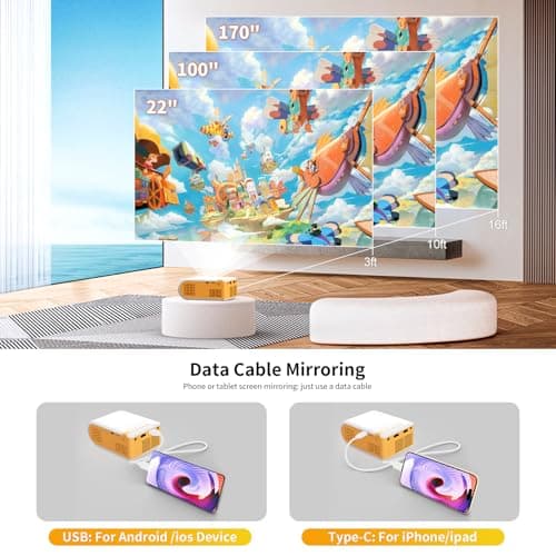 vamvo Mini Portable Projector Small VideoProjector for Home Theater Projectors, Outdoor Projectors Movie Use in Camping, Videos Can Be Easily Mirrored Directly to Projector 7