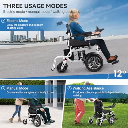 Electric Wheelchairs for Adults,16" Big Front Wheel All Terrain Wheelchairs,Lightweight Folding Motorized Wheelchairs for Seniors,Portable Intelligent Power Wheelchair for Indoor/Outdoor Mobility 8