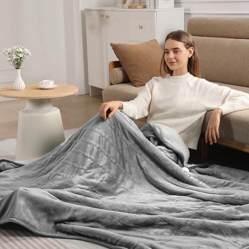 Heated Blanket King Size Electric Blanket 100''X90'' - Fast Heating Blanket Ultra Soft Sherpa, Dual Controllers with 5 Heat Levels & 10 Hrs Timer, Machine Washable Queen Heated Blanket(Gray) 8