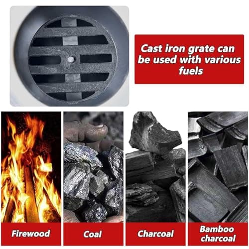 Indoor Wood-Burning Heating Stove, Thickened Cast Iron Rural Heating Stove, Smokeless Cooker,Energy Power Saving,for Tent, Shelter,Fishing, Heating And Cooking,With Smoke Pipe 7