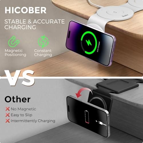 Hicober 3 in 1 Wireless Charging Station for iPhone 15, Magnetic Foldable Travel Charger Station Stand 18W for iPhone Air 17 16 15 14 13 12 Pro/Max/Plus/Apple Watch All Series & Airpods 5