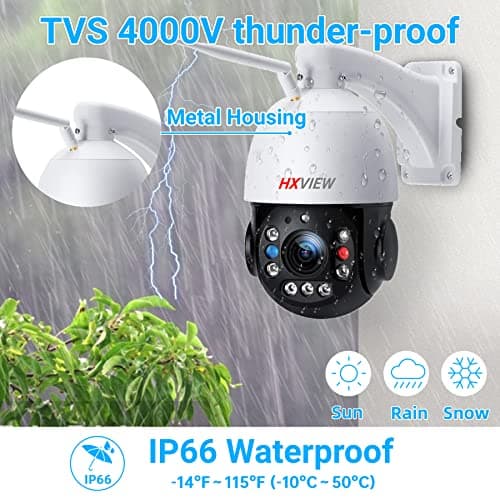 HXVIEW PTZ Camera Outdoor, 30X Optical Zoom Security Camera, 5MP Wireless WiFi RTSP IP Camera, 1000FT Night Vision, Auto Tracking, Emergency Strobe Light Alarm, Human Detection, 2-Way Audio 6