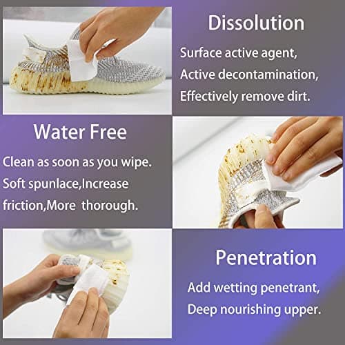 mygezi 2 Pack 60 Pcs Shoe Sneaker Wipes Cleaner Quick Wipes Disposable Travel Portable Removes Dirt, Stains 5