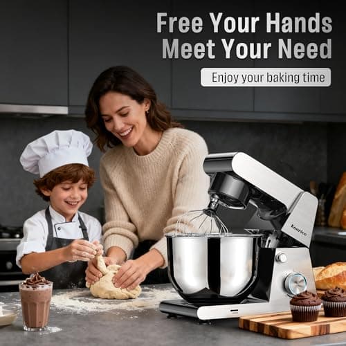Stand Mixer Body with Stainless Steel Cladding Pro-Grade Powerful Kitchen Mixer for Baking Bread Dough Cake 10+p Speed Tilt-Head Electric Food Mixer With 6.5QT Bowl Dough Hook Wire Whisk Flat Beater 9