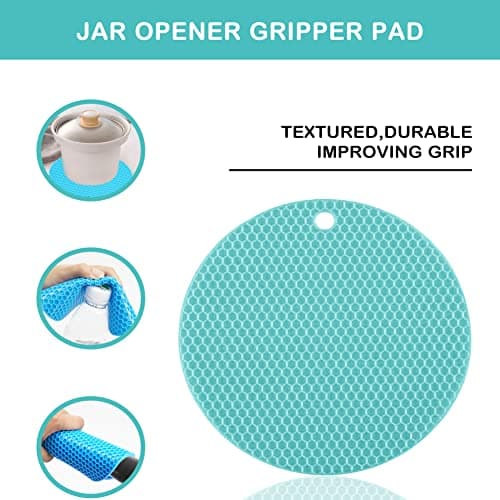 Jar Opener for Weak Hands, Seniors with Arthritis, 5 in 1 Multi Function Bottle Opener Lid Opener For Arthritic Hands with Non Slip Rubber Jar opener Gripper Pad(blue) 5