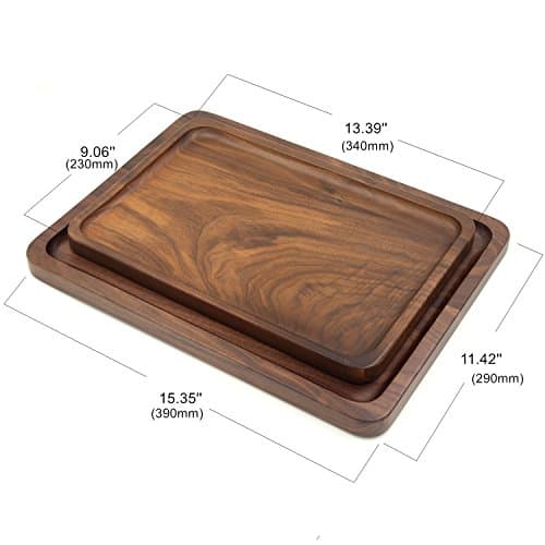 Bamber Wood Serving Tray Wooden Decorative Coffee Tea Platter Black Walnut 13.4 x 9 Inches 5