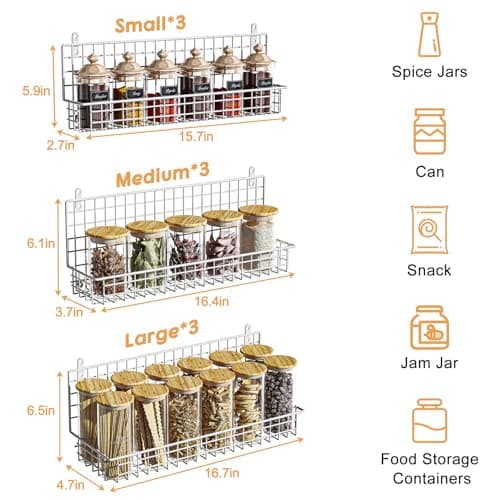 JKsmart 9-Tier Spice Rack Organizer with Door Hook, Wall Mount, and Extra Large Capacity for Pantry – Stylish White Design for Effortless Organization, Ultimate Kitchen Storage Solution 7