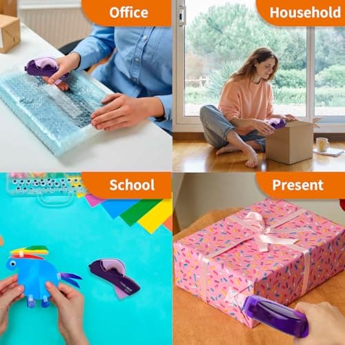 Eagle Automatic Tape Dispenser, Tape Gun, Single Handheld Design, Free 1 Roll of 0.5 Inch (12 mm) and 1 Roll of 0.75 Inch (19 mm) Tapes (Purple) 9