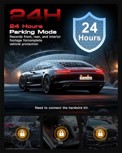 3 Channel 4K Dash Cam, Dash Camera for Cars with STARVIS 2 HDR Night Vision, 4K+1080P+1080P Front Inside and Rear Triple Car Camera, GPS, 24H Parking Mode, Free 64GB Card 7