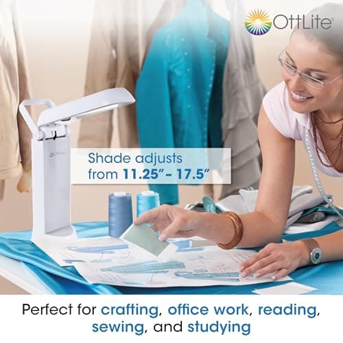 OttLite Folding Task Lamp, White – Multi-Position Shade, Fold-Up Design, Portable Handle, Low Heat & Low Glare Illumination, Fits on Desks & Workstations 7