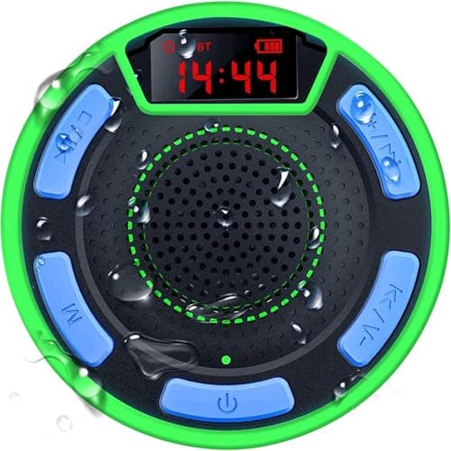 Bluetooth Speakers, DuoTen IPX7 Waterproof Wireless Portable Bluetooth Speakers w/LED Display, FM Radio, Suction Cup, Light Show, Loud Stereo Sound and Bass for Shower, Pool, Party, Travel, Outdoors