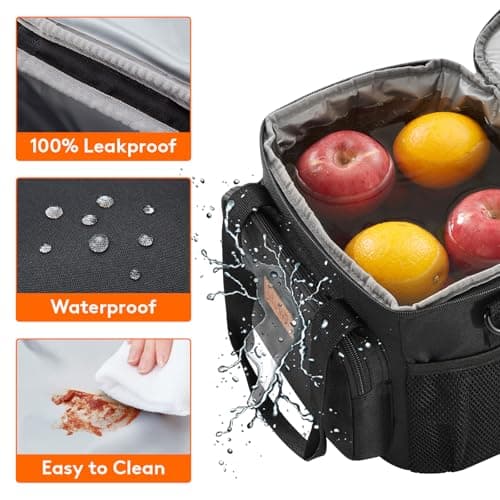 Lifewit Medium Lunch Bag Insulated Lunch Box Soft Cooler Cooling Tote for Adult Men Women, Black 12-Can (9L) 5