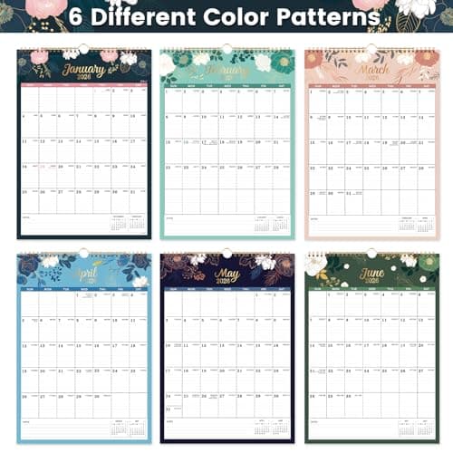 2026 Calendar - 2026 Wall Calendar, Jan 2026 - Dec 2026, 12" x 17”, Twin-wire Binding, Hanging Hook, Holidays, Julian Dates 5